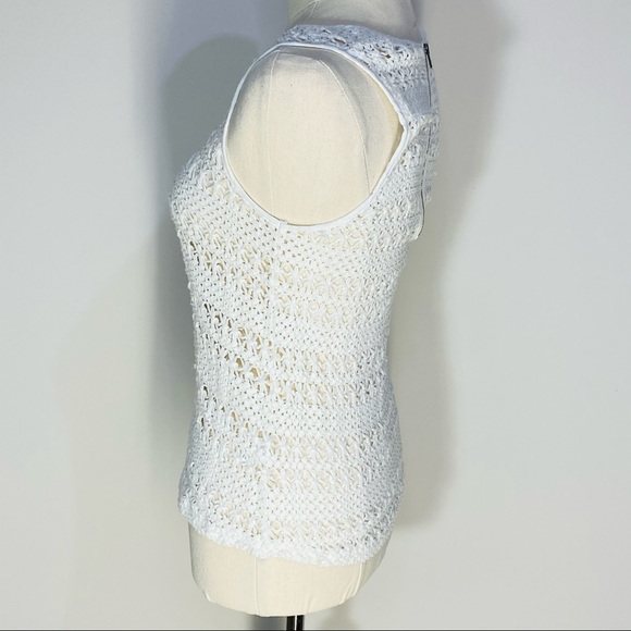 SEED FEMME Womens White Cream 100% Cotton Crochet Sleeveless BOHO Top Size XS - Picture 3 of 11